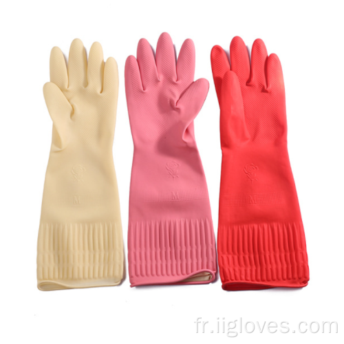 Acide ménager Protection d'huile alcaline Gants en caoutchouc en latex